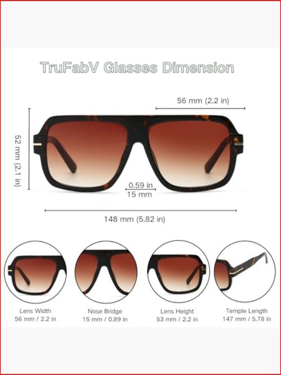 Retro Aviator Sunglasses Trendy Rectangle Square Shades UV Protection Unisex